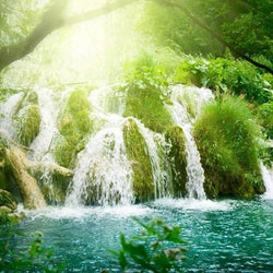 Sunshine & Forest Waterfall Diamond Painting