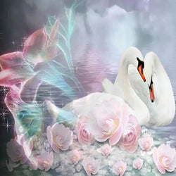 Swans & Flowers Fantasy Paint by Diamonds