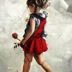 Sweet Child with Beautiful Rose Diamond Painting