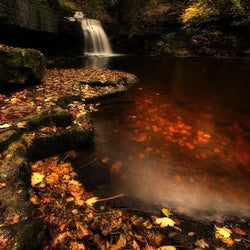 Waterfall in an Autumn Forest Diamond Painting